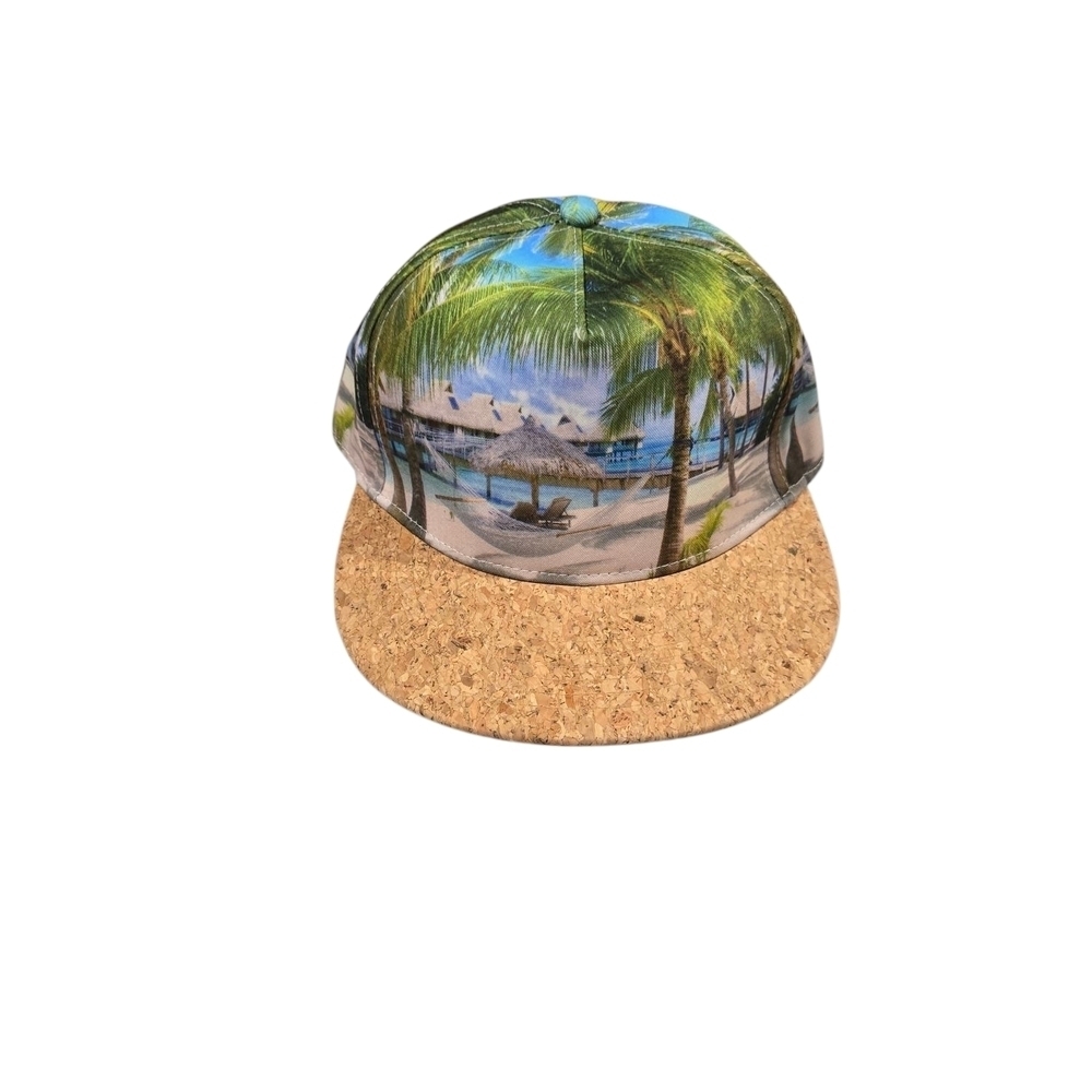 Tropical Print Cap with Cork Brim